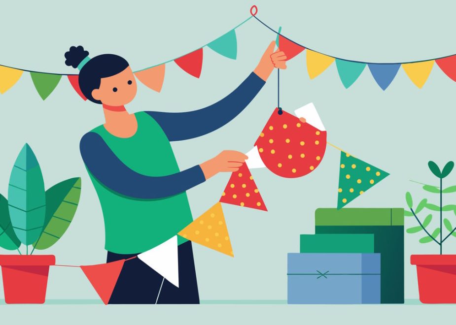 A person reusing old fabric scraps to make a colorful and unique holiday bunting to hang in their living room.. Vector illustration SSUCv3H4sIAAAAAAAACmxQy24bMQz8F51Xxb5d760IivbSU4JcosLgSrJXsVYUJK2DwPC/l5KdW2/kkJzhzJXNEI1k05UZa7eYAiSDjk1NxYJ2Sgc21RW7hG6sSwWmzLQyCYMBW7oZklwcrJpNbrP2VrGYIG1RRyKmTkLSJ1ov/Zfi2zXjbGKM1rc5F7fqP9hfEj1pJz8zF5EFbTUU6jcanT+SDutDBzZlMEtcUIIlsMug8RDga8UHI4073RtMSzZIori5FD7vwhbRw2zJzJFIdMUWiJEW1APIhigpXO8kDlN+Jl8q8klV03XDvh7but8NfdM1w5jtlEQWQ4dZKF9SKc9GPT4zxM8G3fT7YTfzZjwC74e543NTj1zv63roJAzt7juRbd4iqJS90uURw1pSu2hJ7MUC+feQFgKfJiH+/Pz1Qwgf8J02ohBt3fZ1346H16fDs5bo1G9wSogXPJSnDl4I4F6HiI4HvUWKjKNV/AgzBcijDOAjT8hXOGsOXKLF8O3dn9jtHwAAAP//AwDLtn8wUwIAAA==