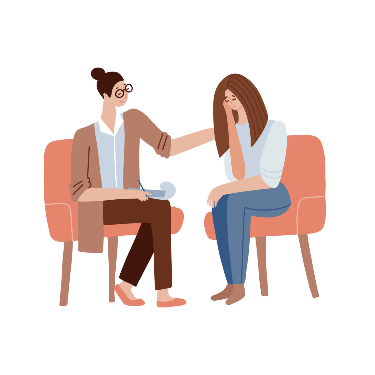 psychotherapy-01 Female psychologist encourages the patient. A woman doctor is conducting a psychoanalysis session. Sad and depressed woman at the psychotherapist. Flat vector illustration SSUCv3H4sIAAAAAAAACnSSPW7DMAyF9wK9g6E5Rv0TJ3ZO0CVAtw5BB1piYiGyFEhyiiLI3UtbUauh3cyP5COf6NvzU5axHpzkbJfd5ohiqdTkvAUvjSZcrh7cohZoiRSRXG29KVKAQnpjJagU9uD5oGFEgnpSasb3JcmcBz85dPP0B+Lg8UQaAf5IhBUPIc5iYklSB6XYK4LyAweLL3vag9MSq6TKTf1ctZeOo1Kg0UyOxXyY/Y/wG5qLwr/E3s2I+lckfHxE33BCzb8Wa4lliwohWD6EUnb+9GjH9BFgEtIk/q+G7MwFdaJ0sZJLfUrajB+WA8U2bibt7bwCK7dNdMCUMRfoydIuO5IsRj6Ac9QhIk9mcfojzJiM0sYvHlhQZYLOtsypq22zrtqyq+uu3jZF+ygIpx4k6SwbRSGK+VmK1L2cN2DrttwUXVHnmwpEvm5Fk3cb0eZF06A4tk21RaC3v38DAAD//wMAPK2JpsUCAAA=
